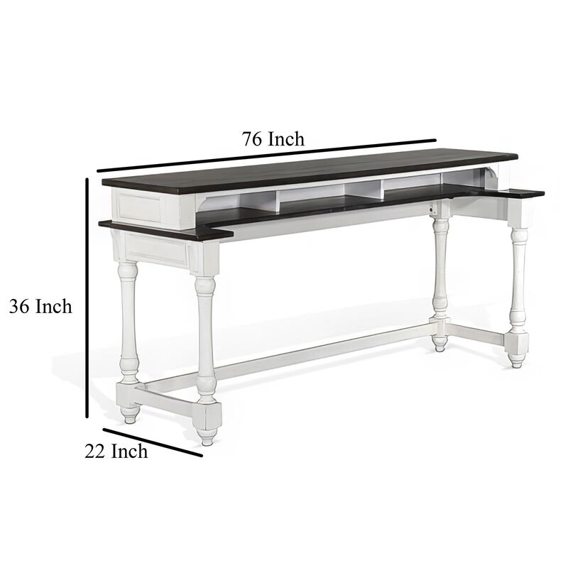 Orso Console Table, 76 Inch Rectangular Brown Top, White Mahogany - Benzara