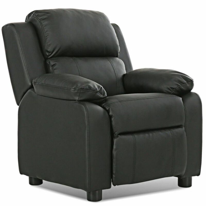 Hivvago Deluxe Kids Armchair Recliner Headrest Sofa w/ Storage Arms