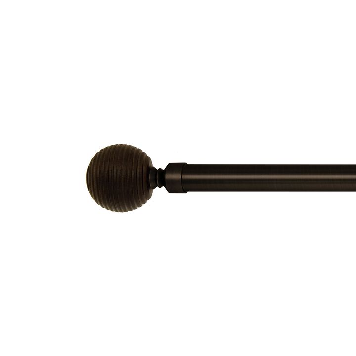 Versailles Vivendi Ribbed Ball Steel Heavy Duty Curtain Rods for Windows Set 36" - 66" ORB Brown