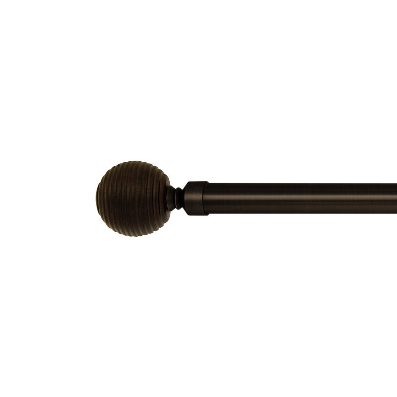 Versailles Vivendi Ribbed Ball Steel Heavy Duty Curtain Rods for Windows Set 36" - 66" ORB Brown