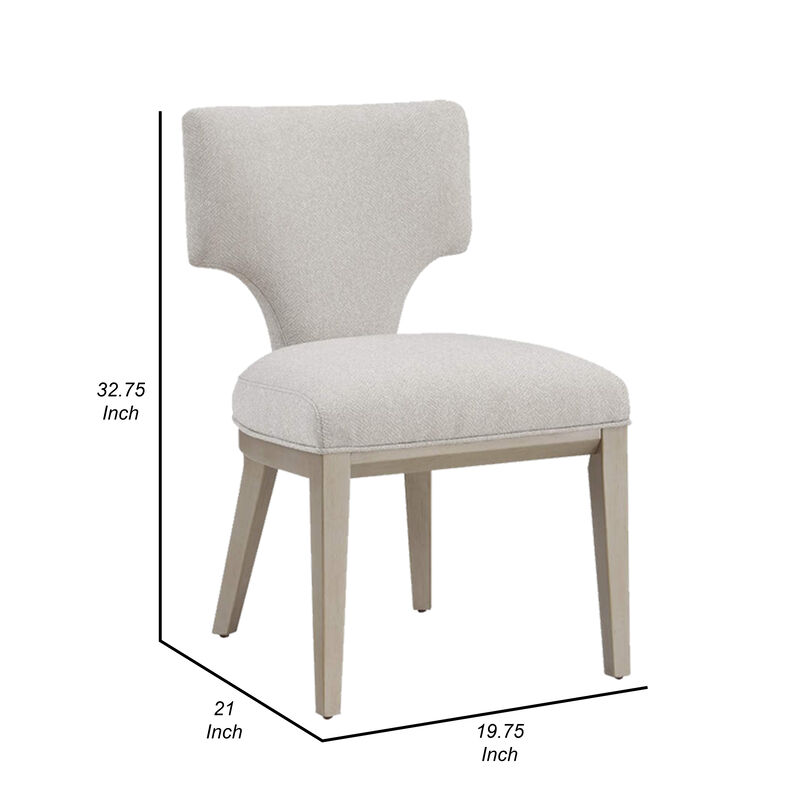 Kyna 21 Inch Side Dining Chair Set of 2, Curved Backrest, Champagne Linen - Benzara