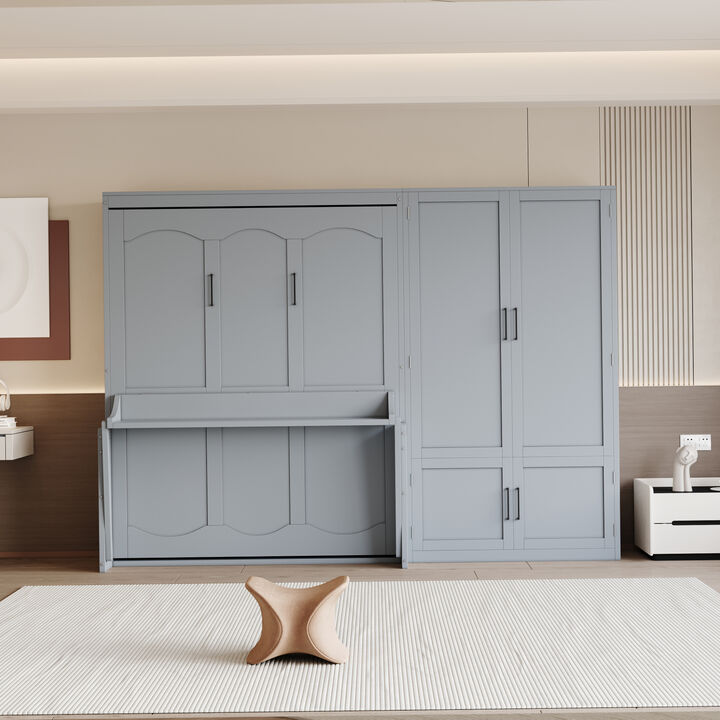 Merax Murphy Bed Wall Bed with Storage