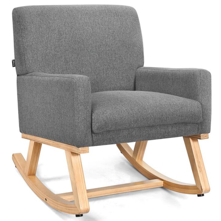 Hivvago Upholstered Rocking Chair with and Solid Wood Base