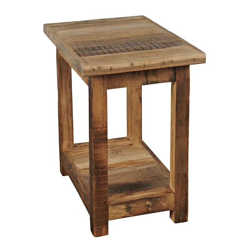 Jofran Reclamation Rustic Reclaimed Solid Wood Chairside End Table with Storage Shelf