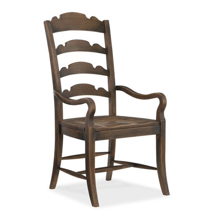 Twin Sisters Ladderback Arm Chair in Dark Wood