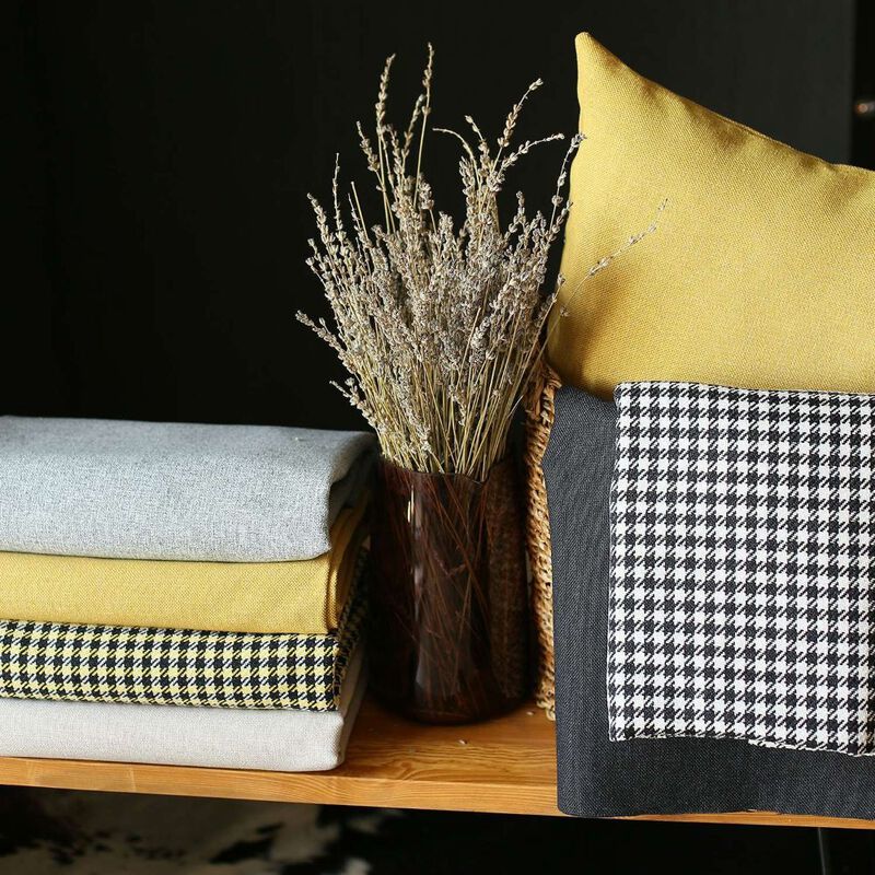 Hivvago Set Of Two 18" X 18" Black And Yellow Geometric Zippered Handmade Polyester Throw Pillow