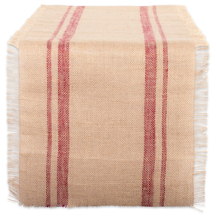 72" Beige and Barn Red Rectangular Double Border Table Runner