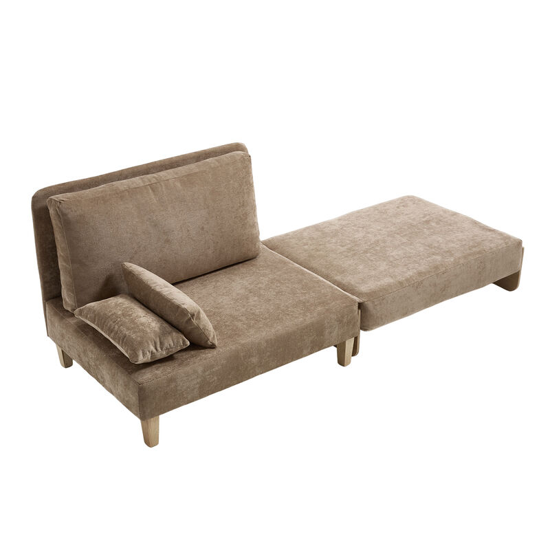 Merax Foldable Chenille Sofa Chair Convertible Futon Sleeper