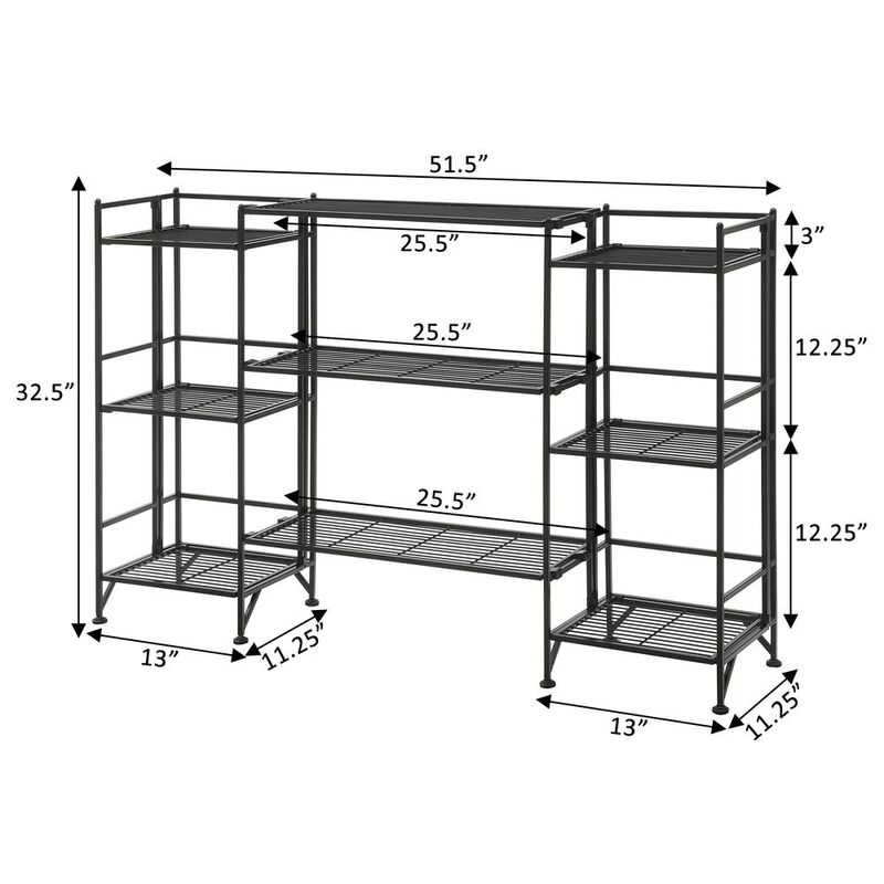 Convenience Concepts Xtra Storage 3 Tier Folding Metal Shelves with Set of 3 Extension Shelves