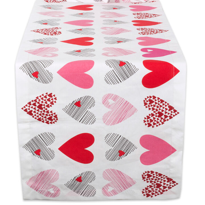 108"  Seamless Hearts Printed Rectangular Valentine's Day Table Runner