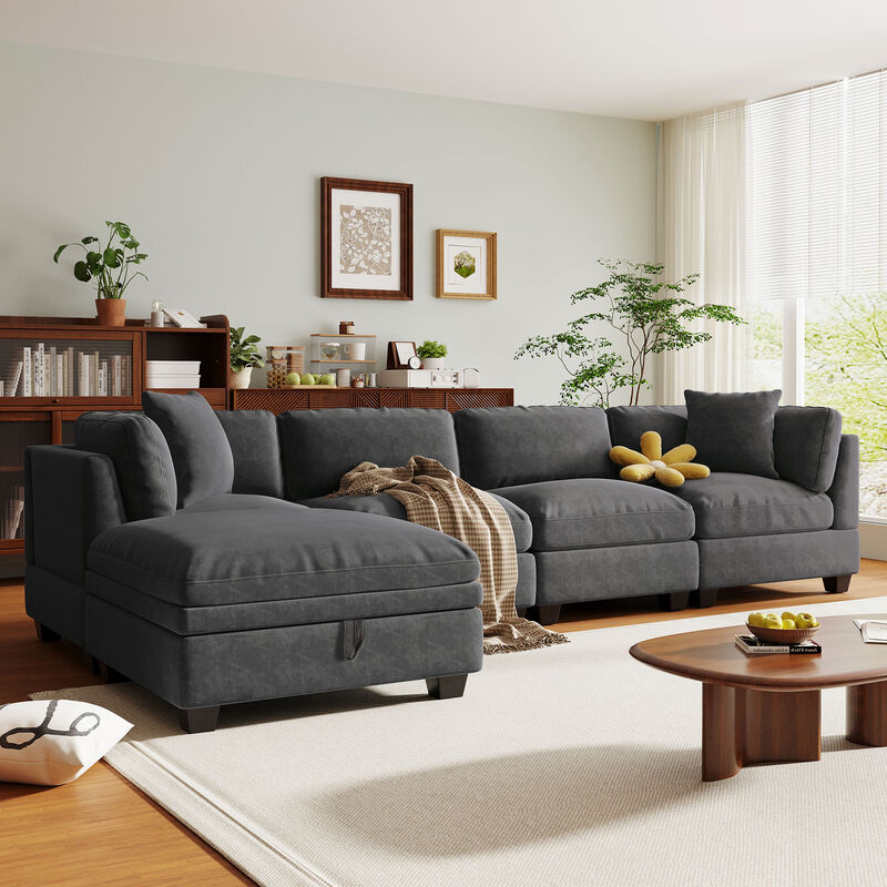 Merax Modular Sectional Sofa with 2 Hidden Cup Holders