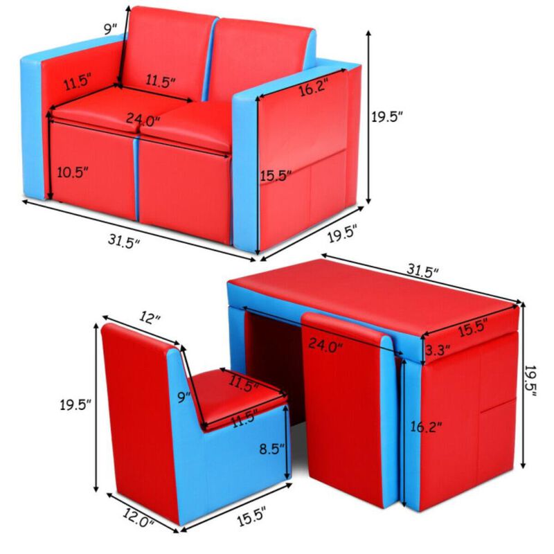 Hivvago Multi-functional Kids Sofa Table Chair Set