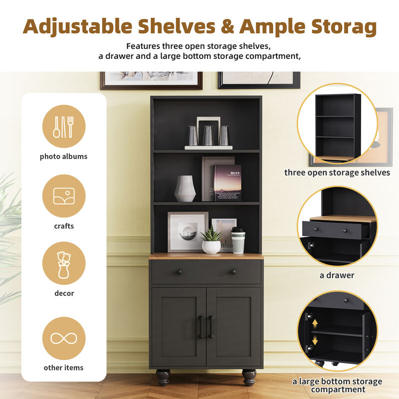 Merax Farmhouse Storage Cabinet with 4 Gourd-Shaped Legs