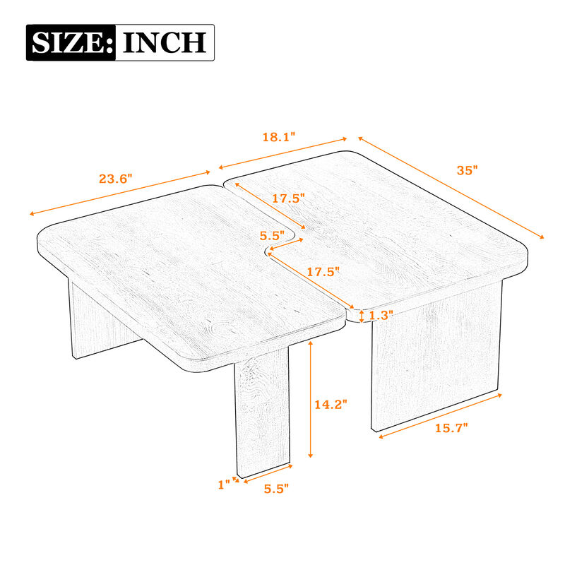 Merax Rectangle Coffee Table with Splicing Design