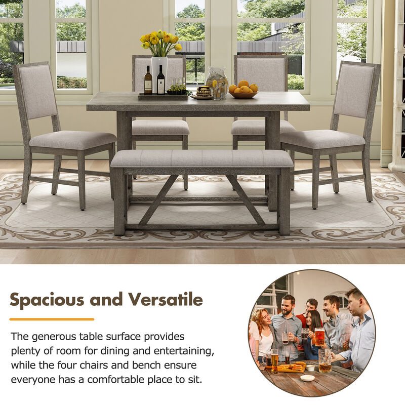 Merax 6-Piece Retro Wood Dining Set