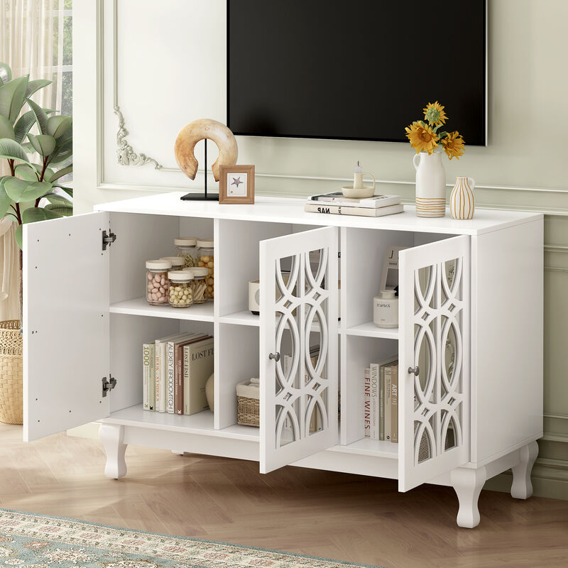 Merax Modern Mirrored TV Stand Storage Cabinet