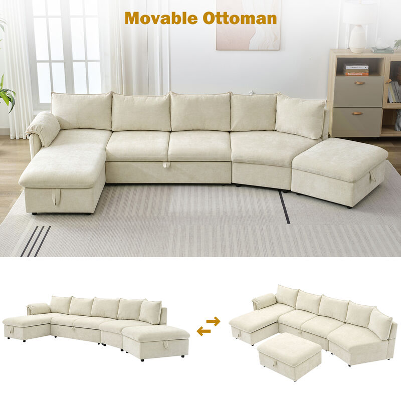 Merax  L-shaped Sofa Sectional Sofa  with a Storage Ottoman