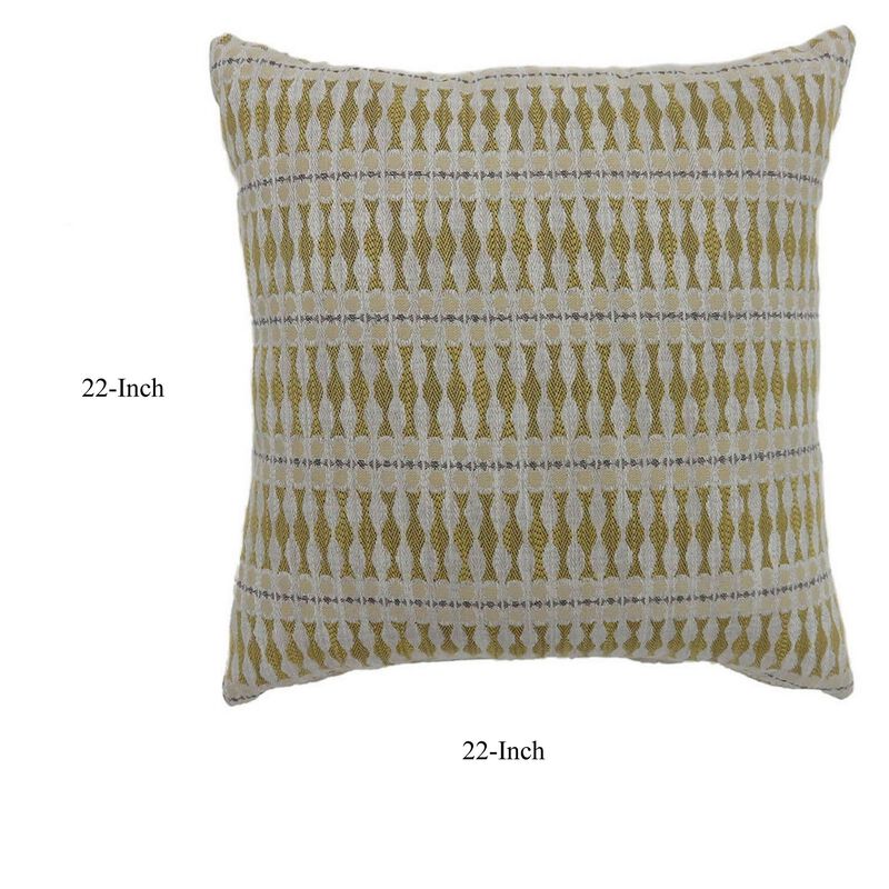 Contemporary Style Simple Traditionally Designed Set of 2 Throw Pillows, Yellow-Benzara
