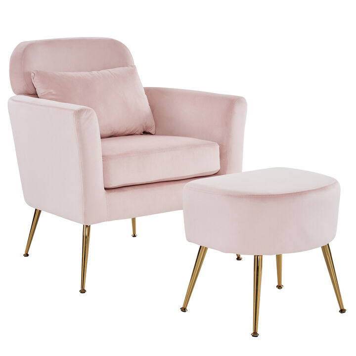 Single Leisure Chair with Footrest & Pedals Cozy Flannelette Upholstered Indoor Lounge Chair
