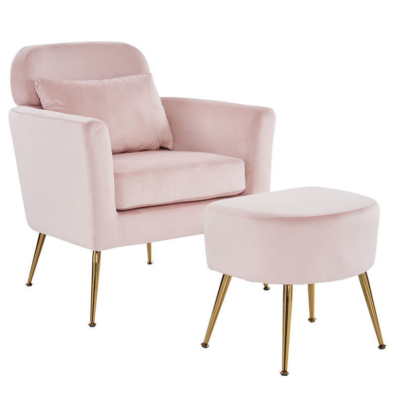 Single Leisure Chair with Footrest & Pedals Cozy Flannelette Upholstered Indoor Lounge Chair