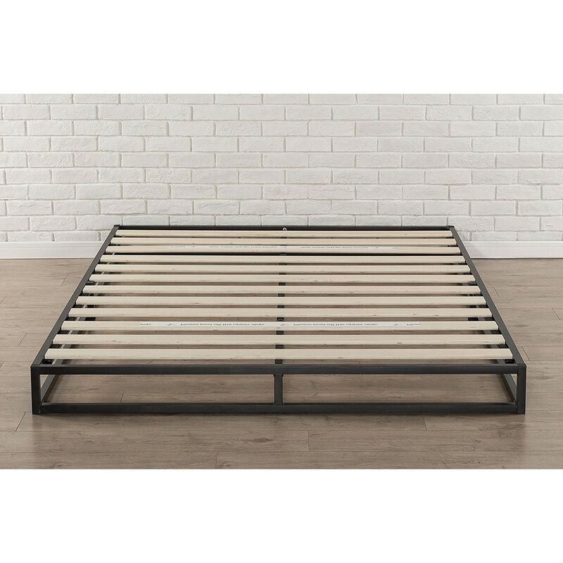 Hivvago Full size 6-inch Low Profile Metal Platform Bed Frame with Wooden Slats