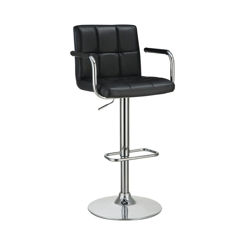 Grid Adjustable Swiveling Bar Stool, Black-Benzara