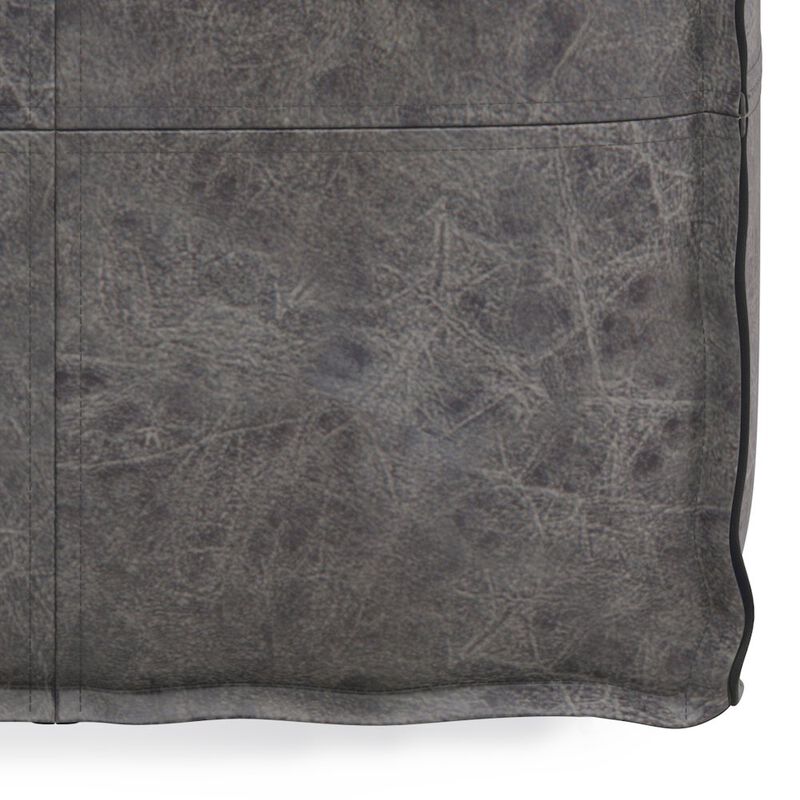 Simpli Home Brody Square Pouf In Distressed Black Vegan Faux Leather