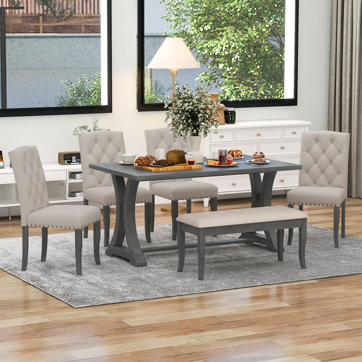 Merax 6-Piece Farmhouse Dining Table Set