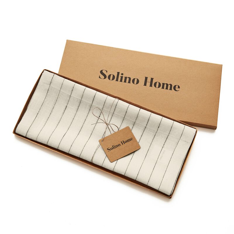 Solino Home 100% Pure Linen Table Runner | Pinstripe