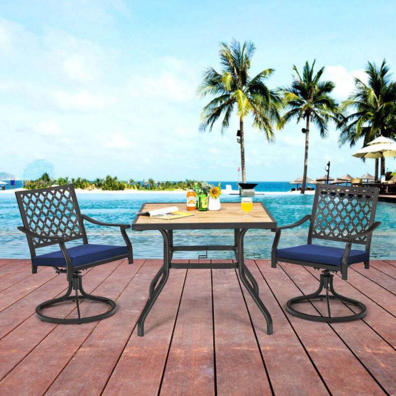 Hivvago 2 Pieces Patio 360� Swivel Dining Chairs with Rocker and Cushioned Armrest