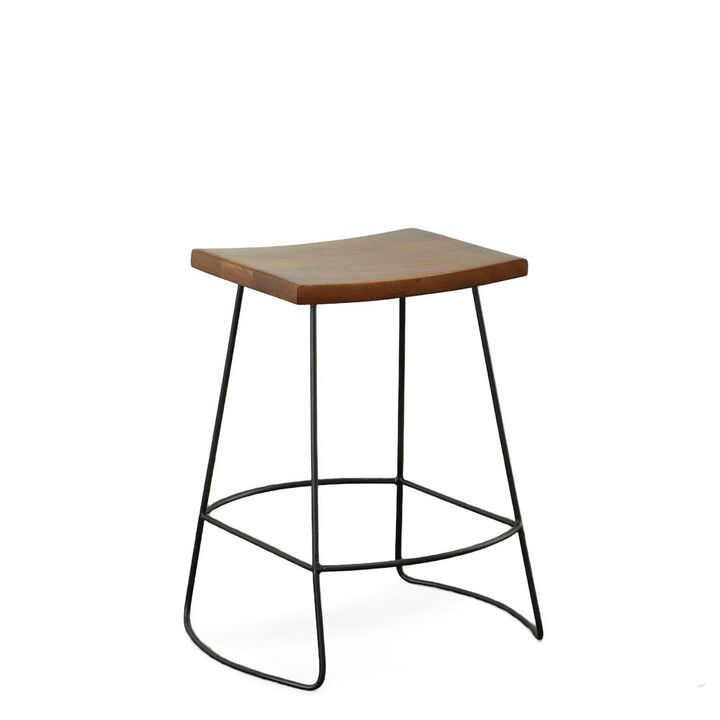 Carolina Living Reece 25 Saddle Seat Counter Stool - Set of 2 - Chestnut/Black