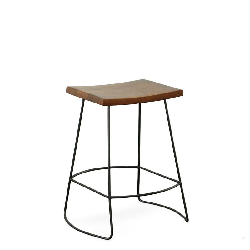 Carolina Living Reece 25 Saddle Seat Counter Stool - Set of 2 - Chestnut/Black