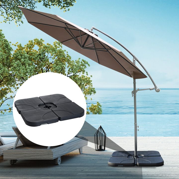 Sturdy Umbrella Support: 4-Piece Black Cantilever Base, 158 lb Capacity