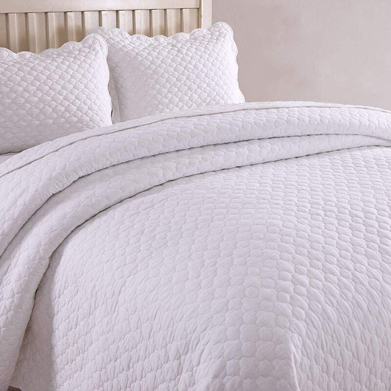 MarCielo White Cotton Quilt Set Bedspread Coverlet B34