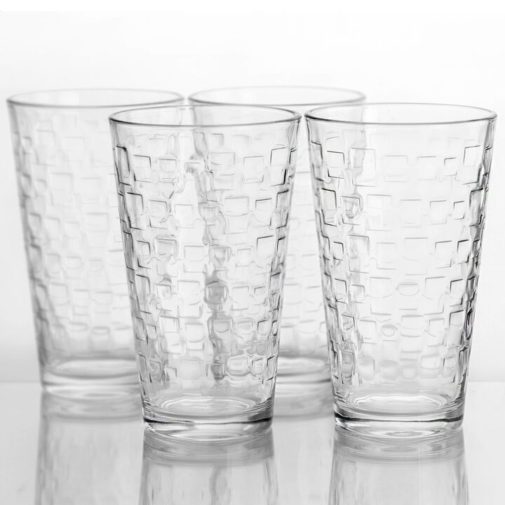 Gibson Home Great Foundations 4-Piece 16 oz. Tumbler Set, Square Pattern