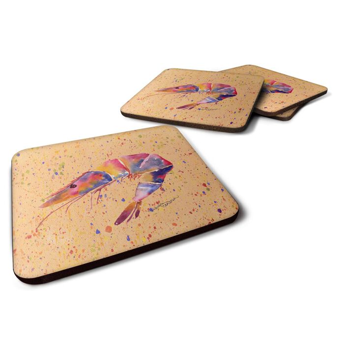 Caroline's Treasures 8465FC Shrimp Foam Coasters (Set of 4), 3.5 H x 3.5 W, Multicolor