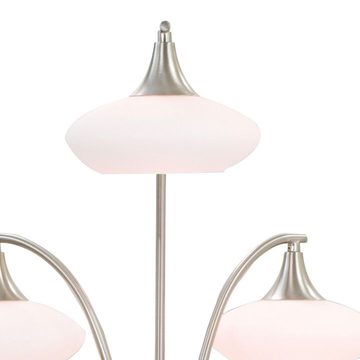 31 Inch Table Lamp, 5 Dome Shape Shades, Glass, Sand Chrome Finished Metal-Benzara