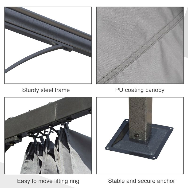Grey Backyard Shade: 10x10 Retractable Patio Gazebo with UV Protection