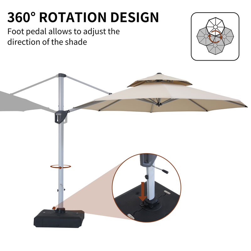 Mondawe 10ft Square Cantilever Patio Umbrella with Weighted Base Included