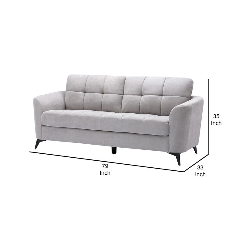Odin Tufted Cushions, Light Gray Linen Fabric Upholstery-Benzara