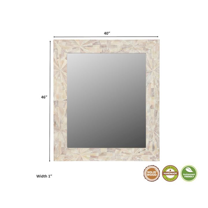 Taran Designs Leighton 46 Geometric Pattern Solid Wood Accent Mirror
