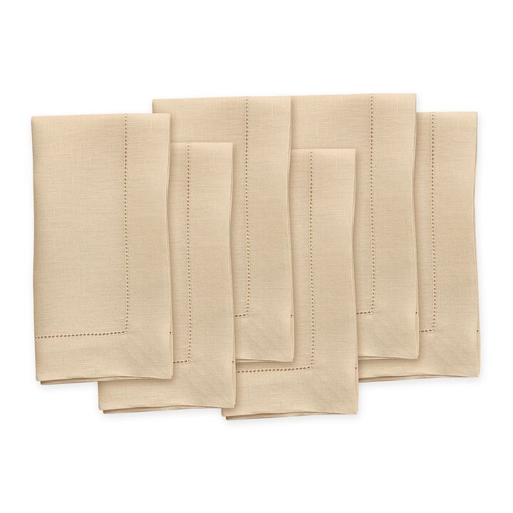 Solino Home 100% Pure Linen Dinner Napkins 20 x 20 Inch Set of 6 | Classic Hemstitch