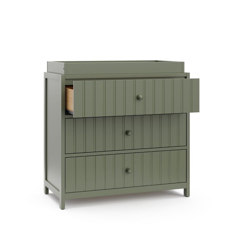 Graco Teddi 3 Drawer Chest with Changing Table Topper (Olive)