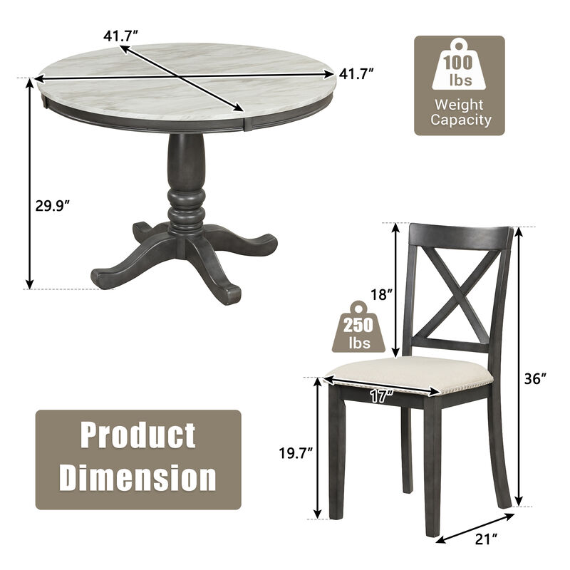 Merax 5 Pieces Dining Round Table and Chairs Set