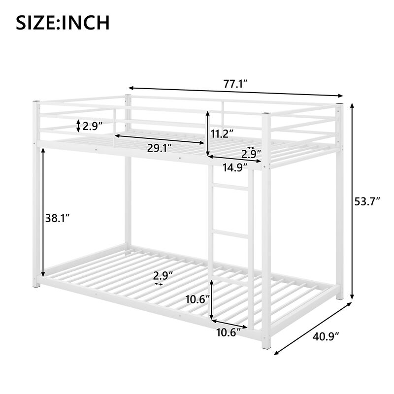 Merax Twin over Twin Metal Low Bunk Bed with Ladder