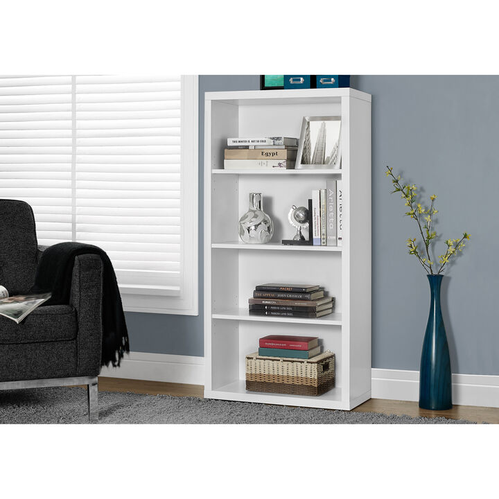 Monarch Specialties I 7059 Bookshelf, Bookcase, Etagere, 5 Tier, 48"H, Office, Bedroom, Laminate, White, Contemporary, Modern