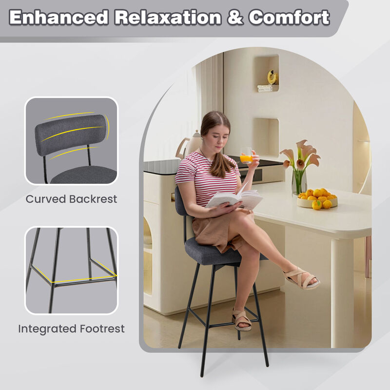 Set of 2 Upholstered Swivel Bar Stools Counter Height for Comfort and Style