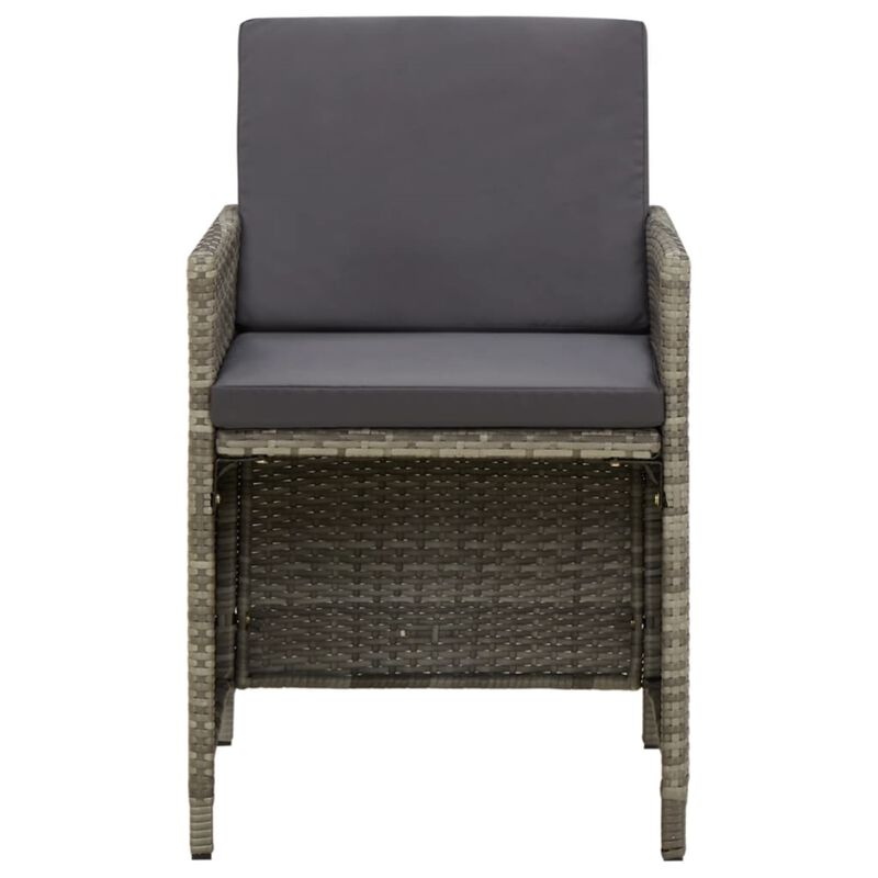 vidaXL Patio Chairs with Cushions 4 pcs Poly Rattan Gray