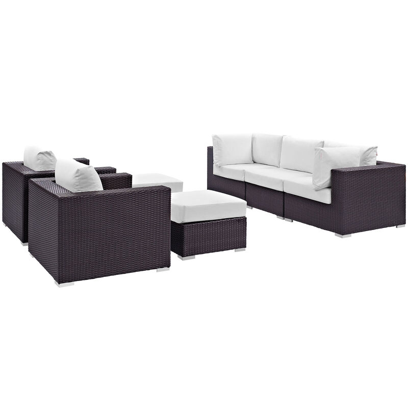 Convene 7 Piece Outdoor Patio Sectional Set - Espresso White