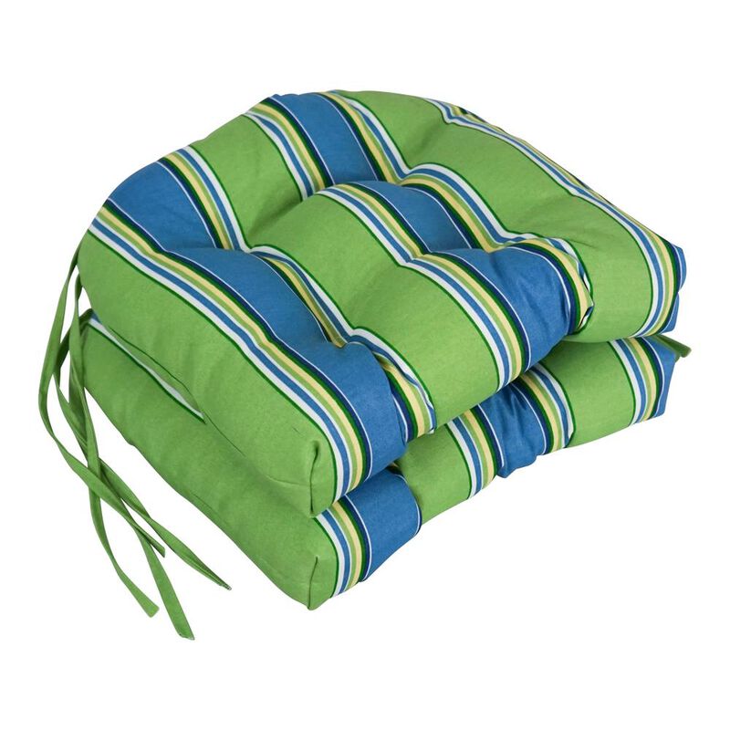 Blazing Needles 16-inch Spun Polyester Patterned Outdoor U-shaped Tufted Chair Cushions (Set of 2)  916X16US-T-2CH-REO-29